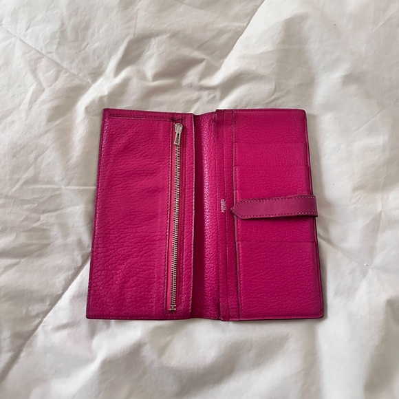 Hermes Wallet Bearn Souffle Vaux Epson Rose w/silver hardware AUTHENTIC - Picture 10 of 10